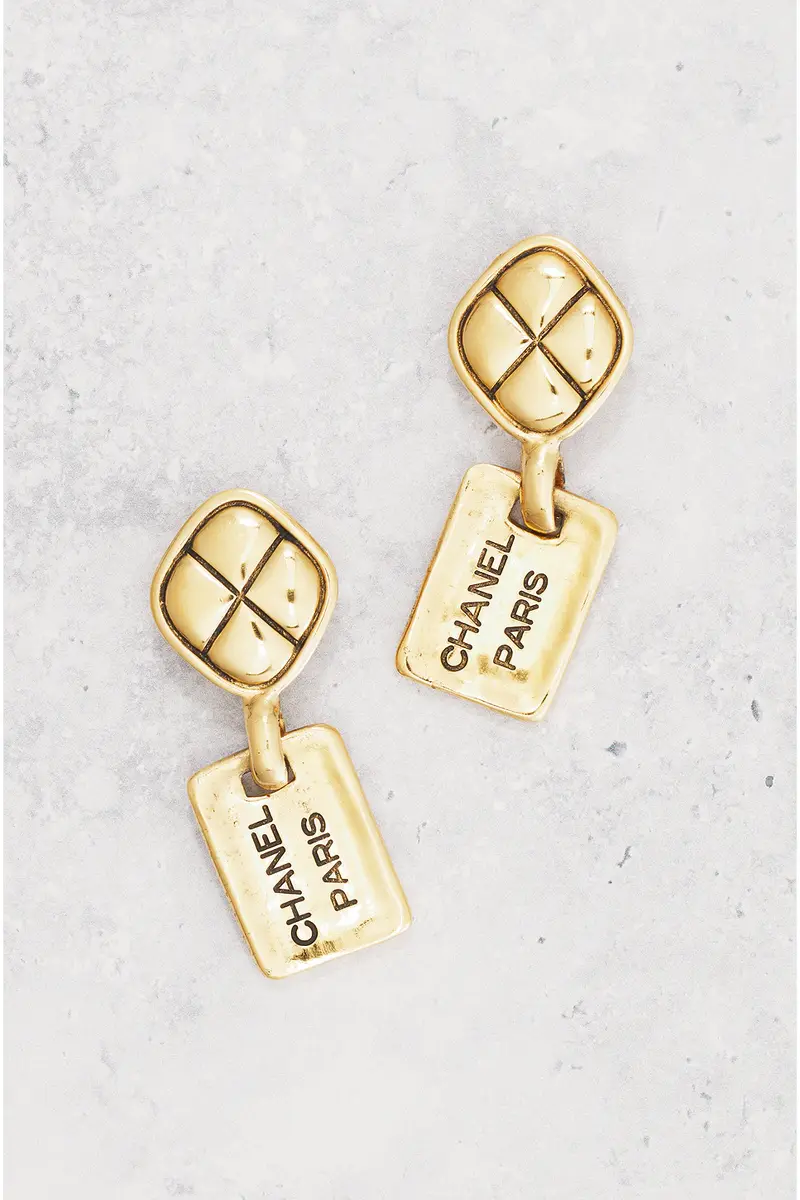 chanel Chanel Logo Plate Clip-On Earrings | Thumbnail 2 chanel Chanel Logo Plate Clip-On Earrings | Thumbnail 2