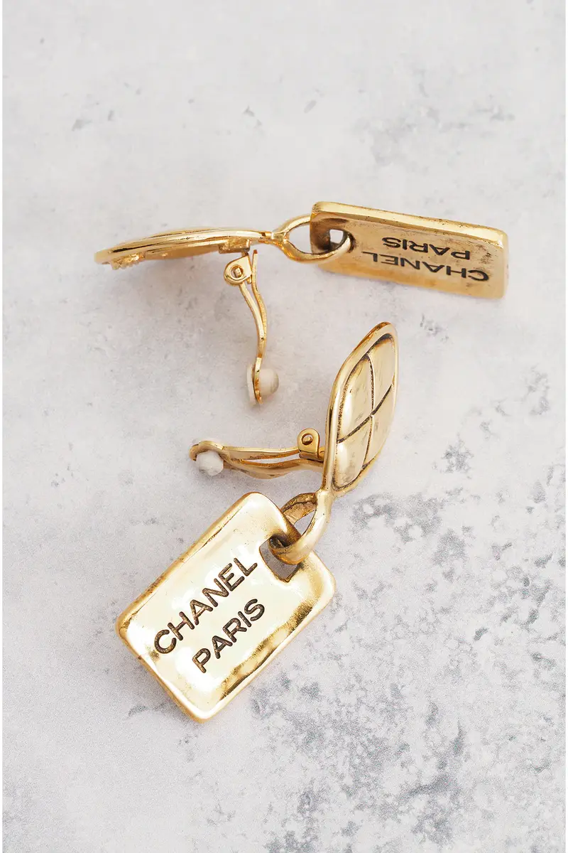 chanel Chanel Logo Plate Clip-On Earrings | Thumbnail 4 chanel Chanel Logo Plate Clip-On Earrings | Thumbnail 4