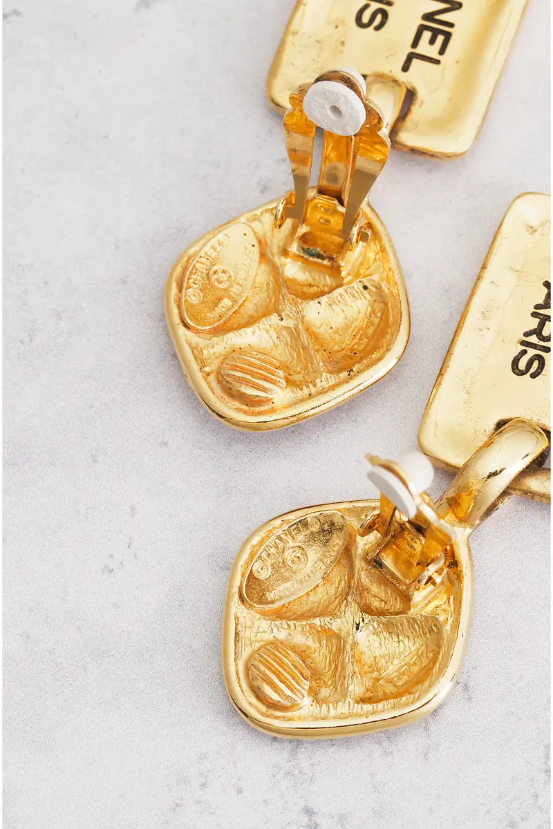chanel Chanel Logo Plate Clip-On Earrings | Thumbnail 5 chanel Chanel Logo Plate Clip-On Earrings | Thumbnail 5