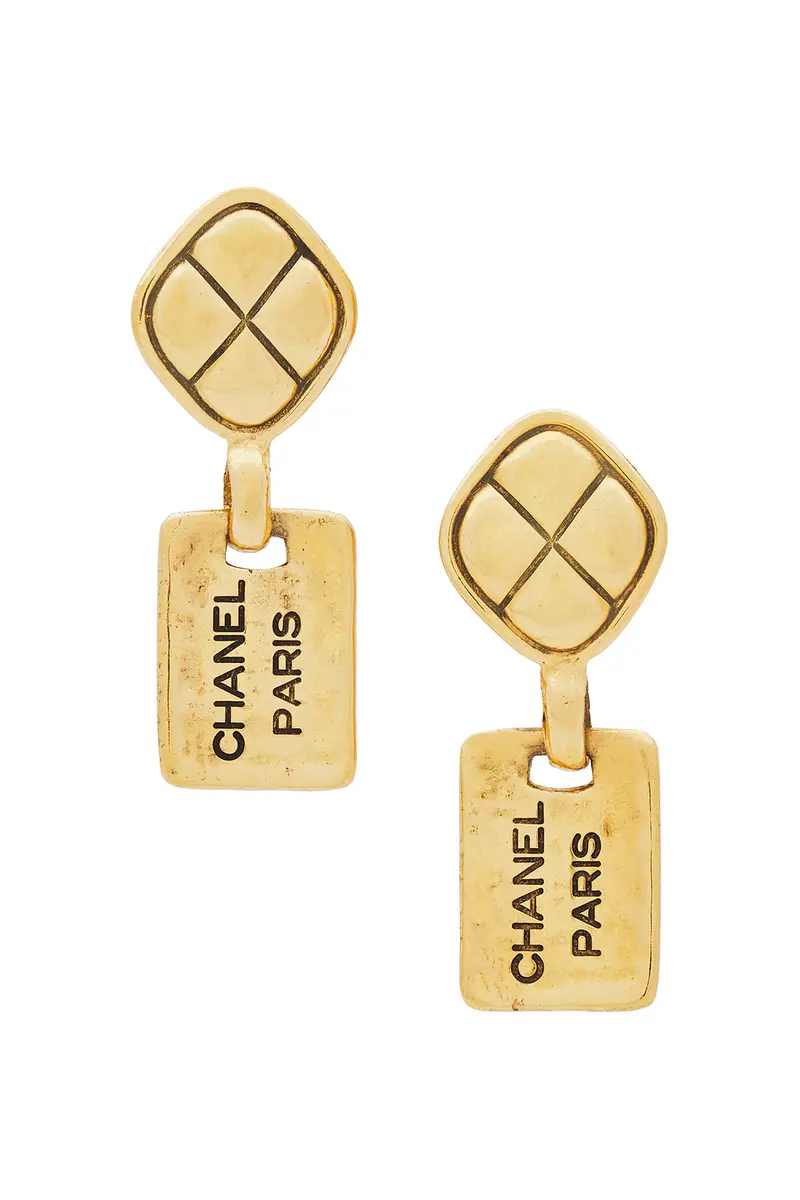 Chanel Logo Plate Clip-On Earrings Chanel Logo Plate Clip-On Earrings