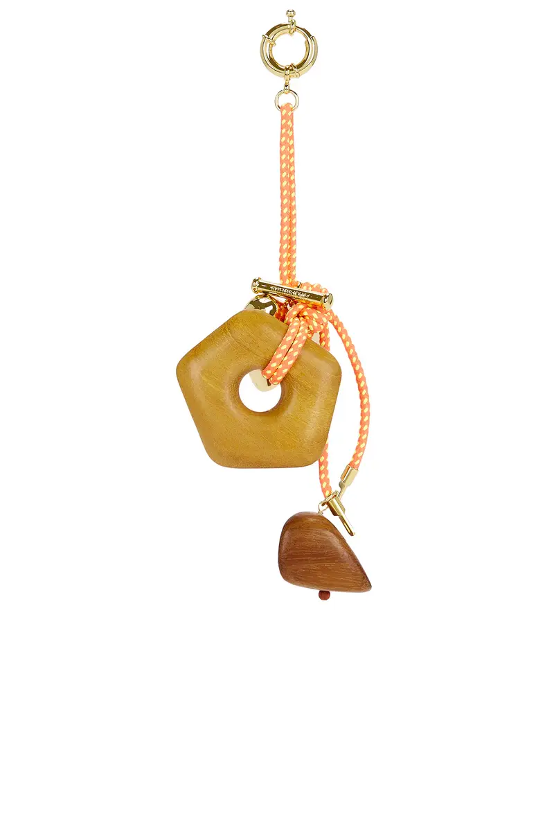 Timeless Pearly Wood & Gold Charms Rope Keychain | Thumbnail 3 Timeless Pearly Wood & Gold Charms Rope Keychain | Thumbnail 3