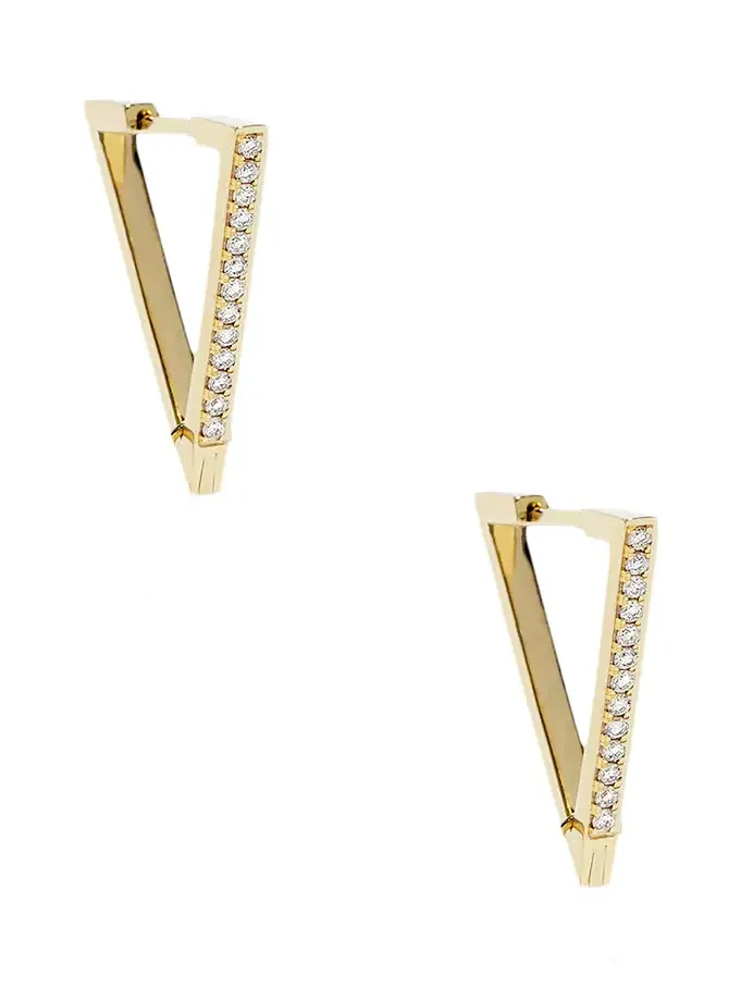 V Pave Diamond Hoop Earrings