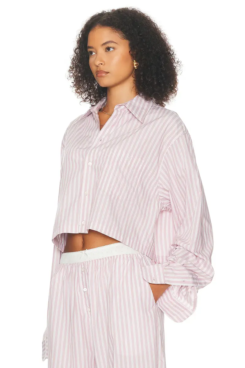 Helsa Wide Stripe Poplin Cropped Shirt | Thumbnail 3