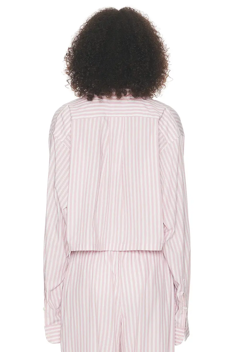 Helsa Wide Stripe Poplin Cropped Shirt | Thumbnail 4