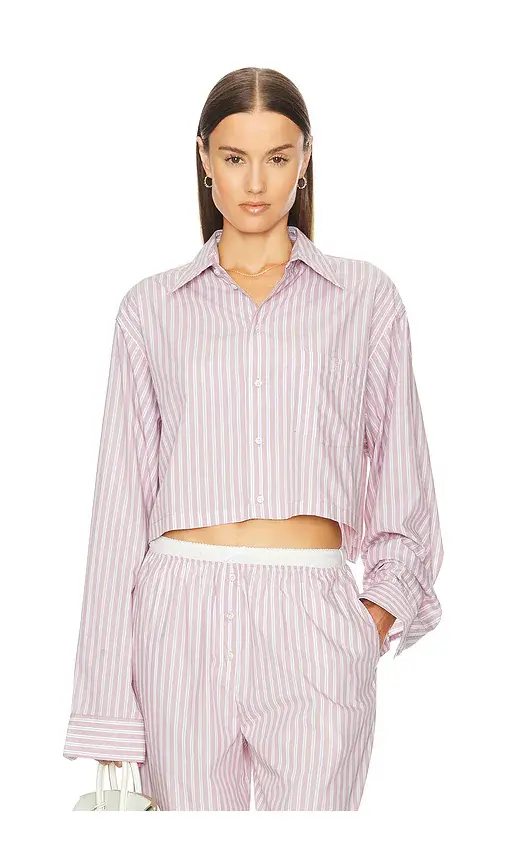 Helsa Wide Stripe Poplin Cropped Shirt | Thumbnail 7