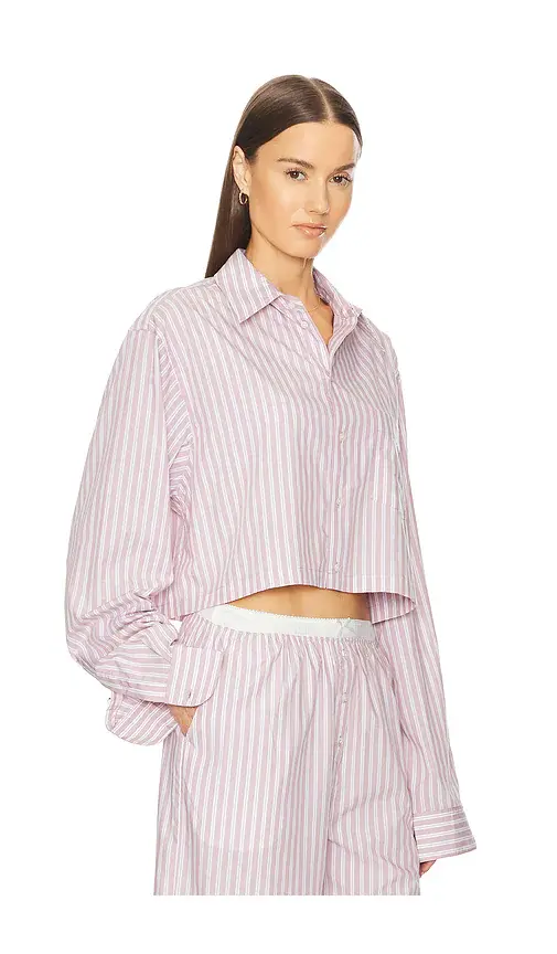 Helsa Wide Stripe Poplin Cropped Shirt | Thumbnail 8