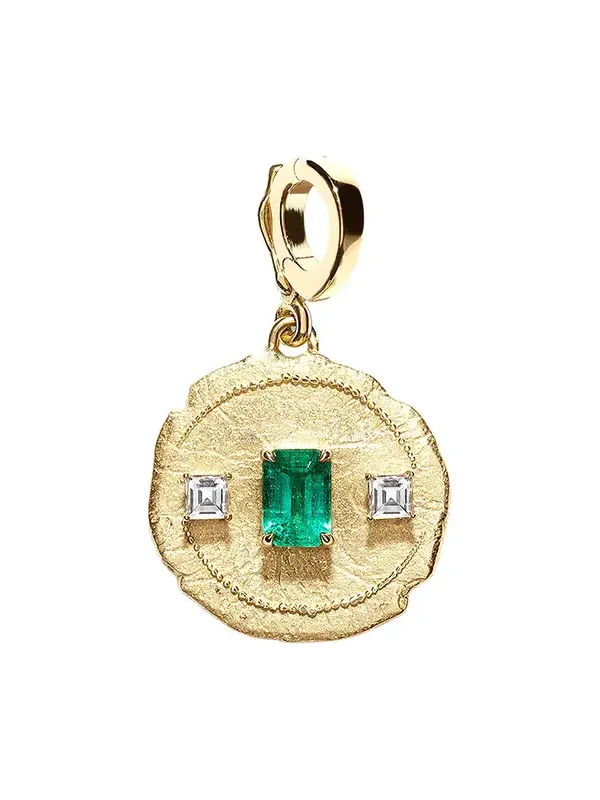 Trio Small Emerald Coin Charm Trio Small Emerald Coin Charm