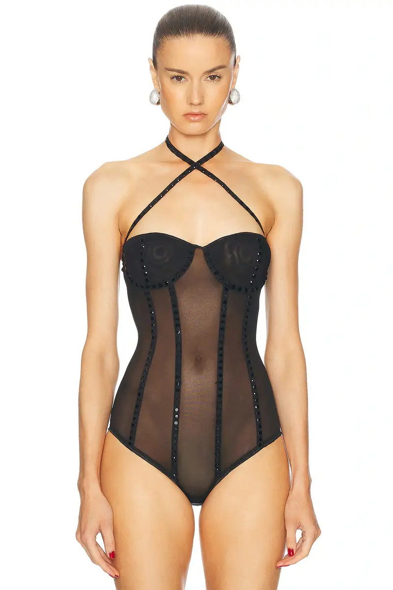 Oséree Crystal Necklace Bodysuit | Thumbnail 2 Oséree Crystal Necklace Bodysuit | Thumbnail 2