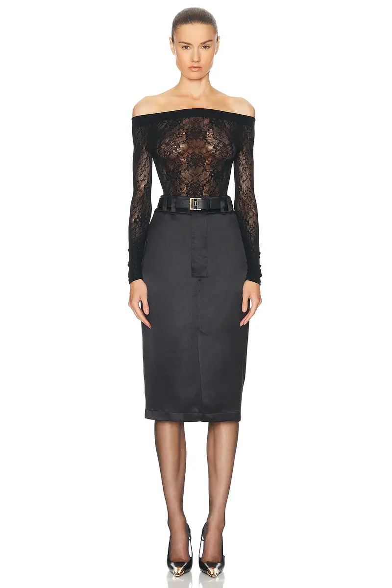 Saint Laurent Satin Pencil Skirt | Thumbnail 4 Saint Laurent Satin Pencil Skirt | Thumbnail 4