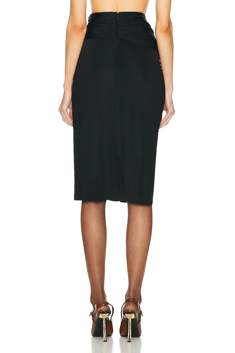 Saint Laurent Jersey Ruched Midi Skirt | Thumbnail 4 Saint Laurent Jersey Ruched Midi Skirt | Thumbnail 4
