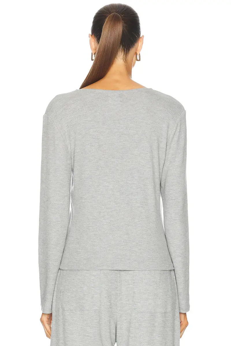 LESET Lauren V Neck Henley Top | Thumbnail 3