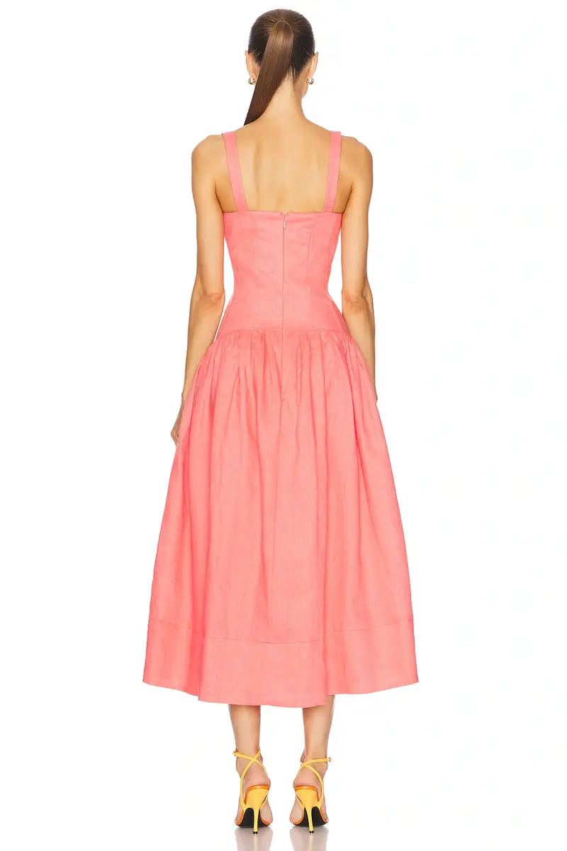 NICHOLAS Makenna Drop Waist Corset Midi Dress | Thumbnail 3