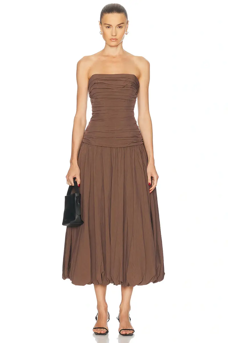 NICHOLAS Strapless Midi Dress | Image 1 NICHOLAS Strapless Midi Dress | Image 1