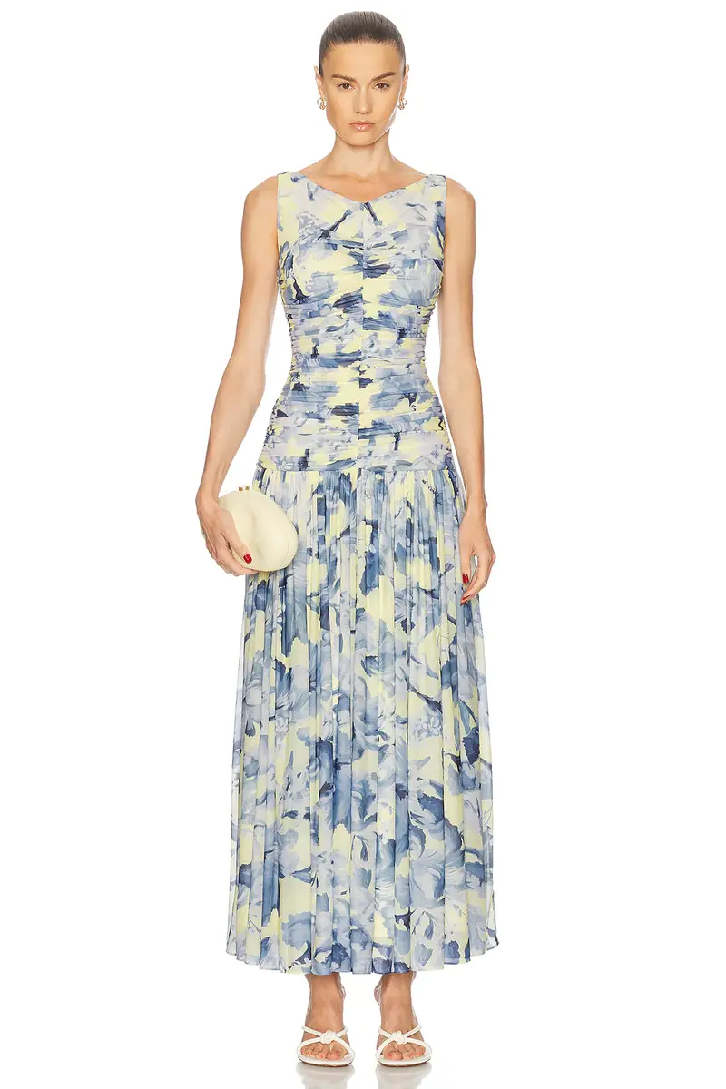 NICHOLAS Melia Sleeveless High V Midi Dress | Image 1 NICHOLAS Melia Sleeveless High V Midi Dress | Image 1