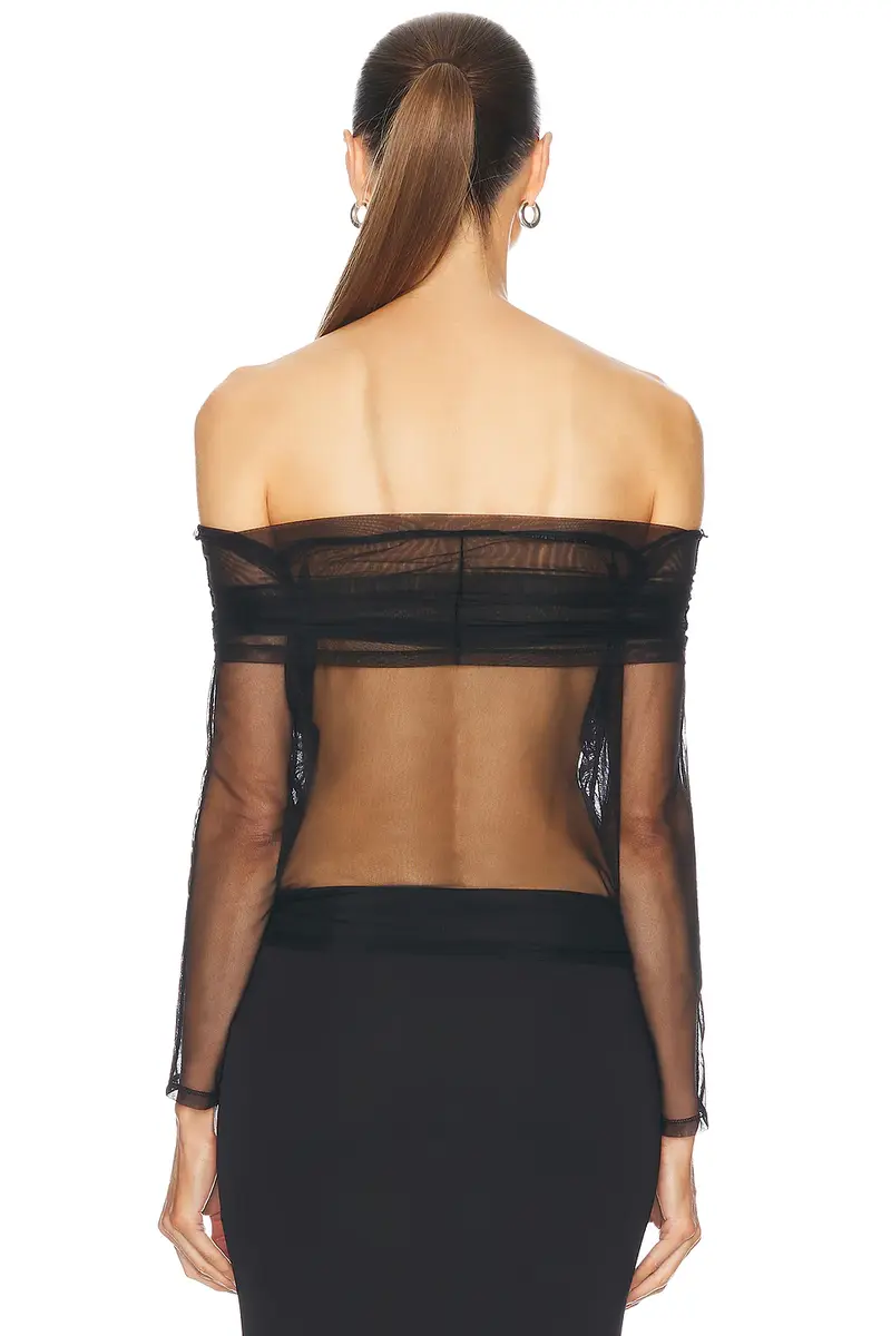 Kiki de Montparnasse Tulle Off Shoulder Top | Thumbnail 3