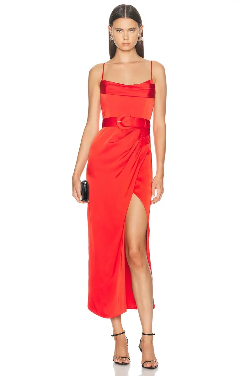 NICHOLAS Lulu Draped Corset Midi Dress | Image 1 NICHOLAS Lulu Draped Corset Midi Dress | Image 1