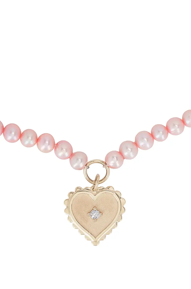 Sydney Evan Scallop Heart Charm Beaded Choker | Thumbnail 2 Sydney Evan Scallop Heart Charm Beaded Choker | Thumbnail 2