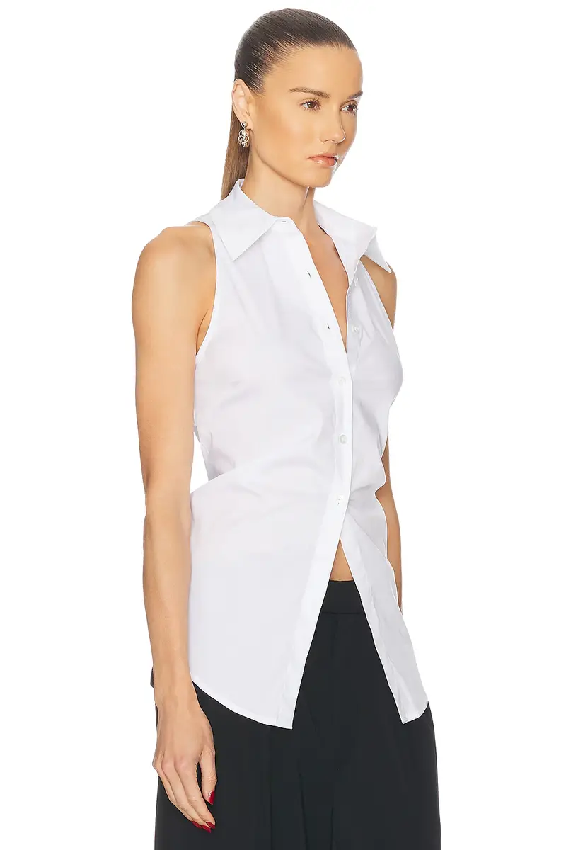 SIMONMILLER Loch Sleeveless Poplin Button Up Top | Thumbnail 2