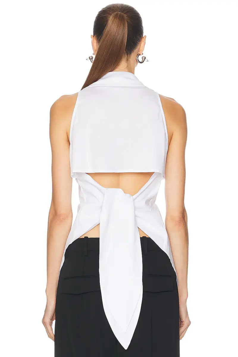 SIMONMILLER Loch Sleeveless Poplin Button Up Top | Thumbnail 3
