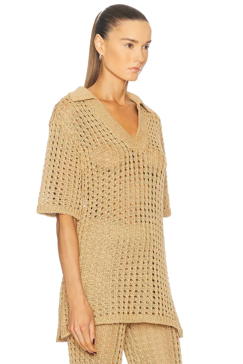 SIMONMILLER Brisas Crochet Polo Top | Thumbnail 2