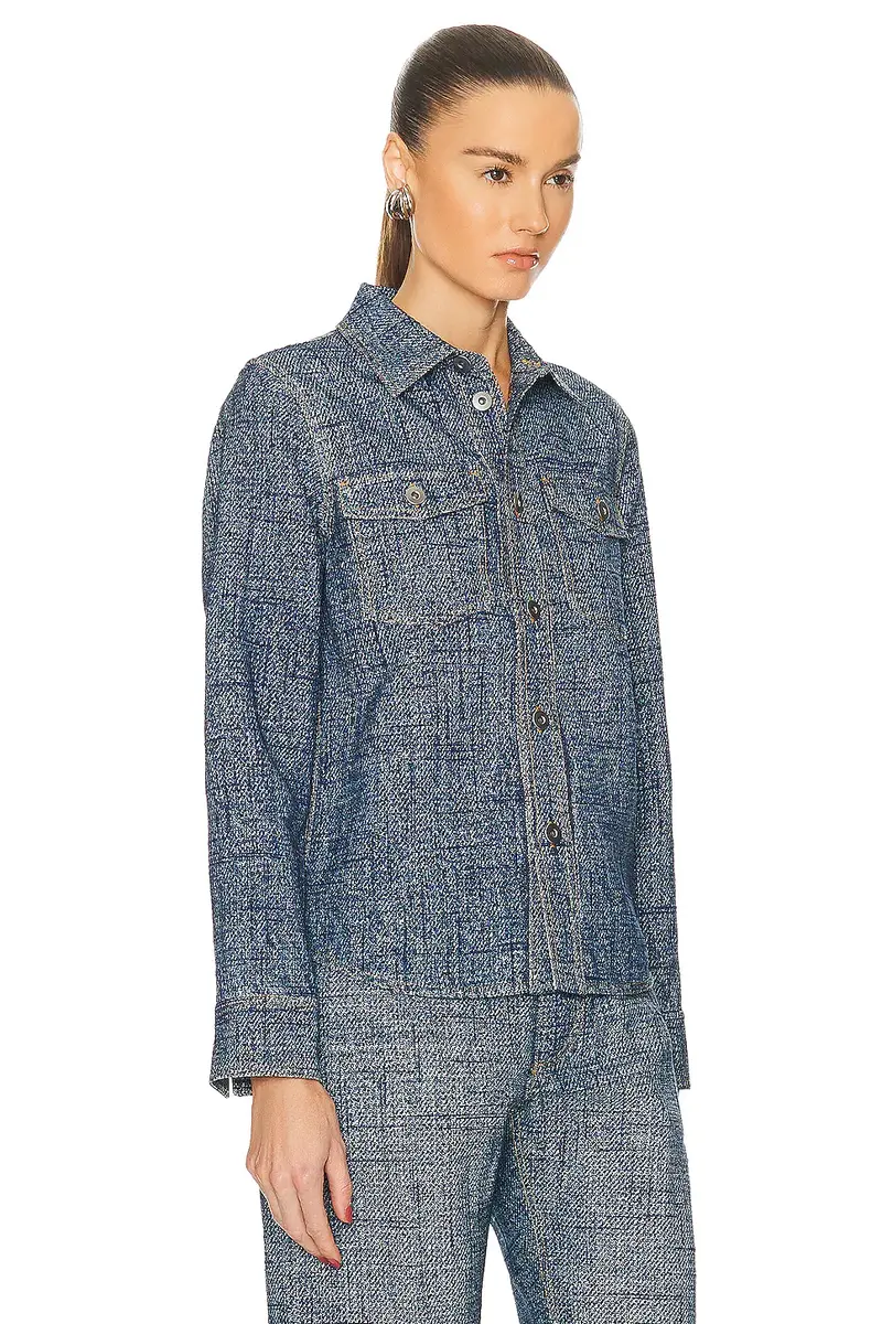 Bottega Veneta Enlarged Textured Denim Printed Shirt | Thumbnail 2 Bottega Veneta Enlarged Textured Denim Printed Shirt | Thumbnail 2