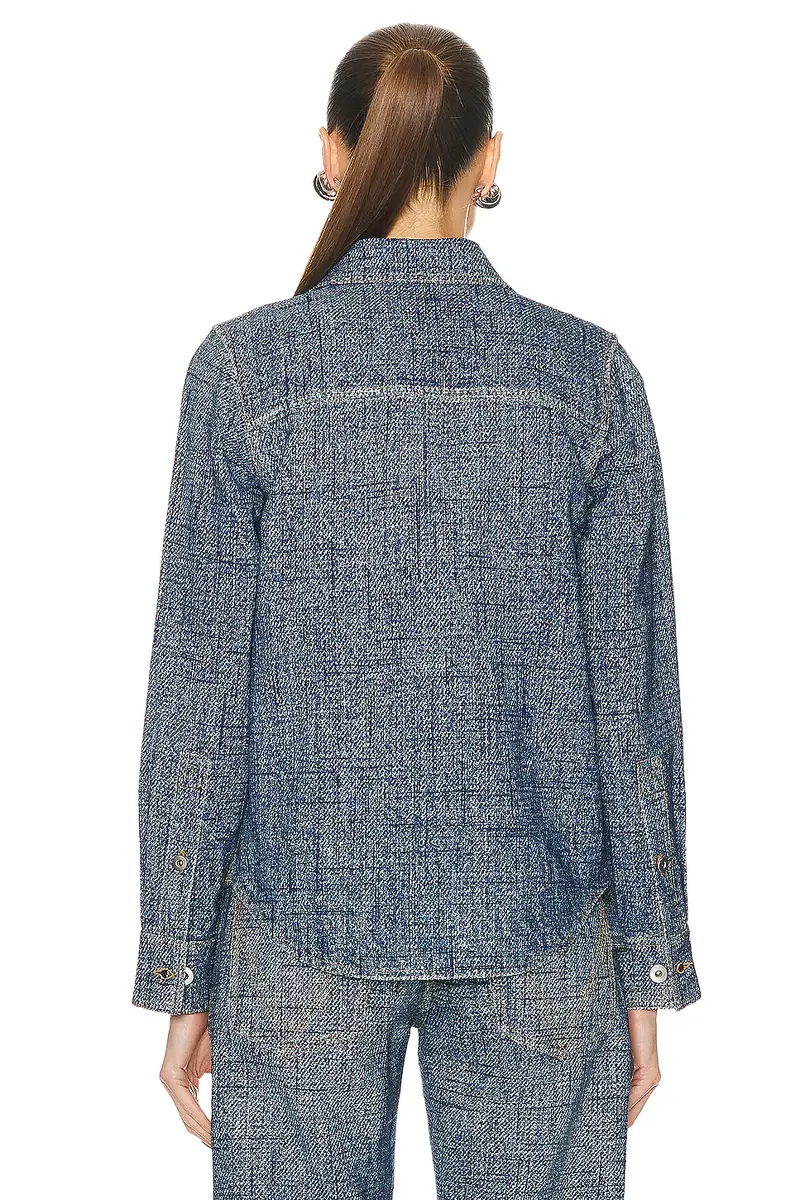Bottega Veneta Enlarged Textured Denim Printed Shirt | Thumbnail 3 Bottega Veneta Enlarged Textured Denim Printed Shirt | Thumbnail 3