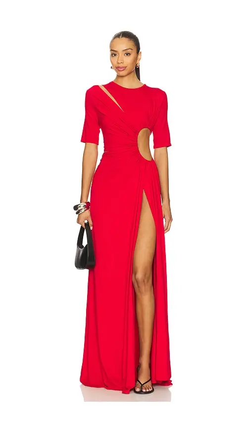 Sid Neigum Gathered Slit Maxi Dress