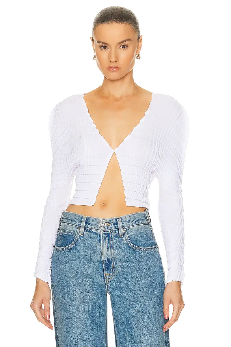Sid Neigum Cropped Knife X Box Pleated Cardigan | Thumbnail 3