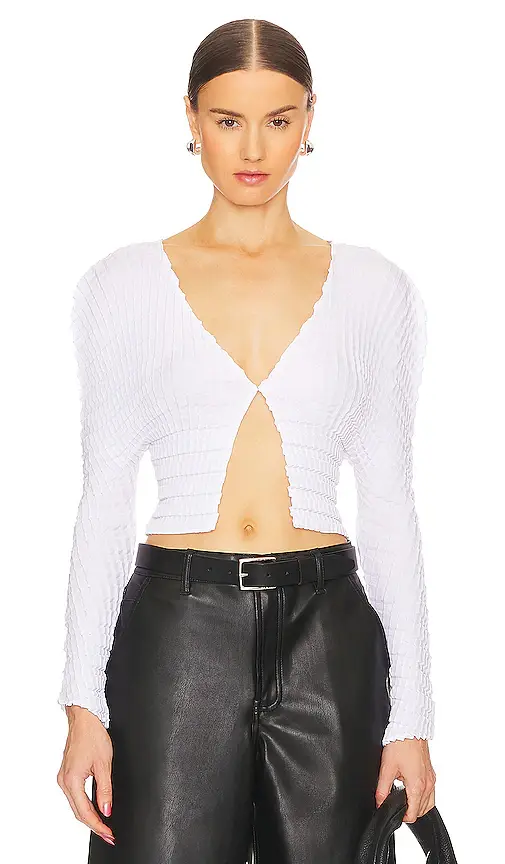 Sid Neigum Cropped Knife X Box Pleated Cardigan | Image 1 Sid Neigum Cropped Knife X Box Pleated Cardigan | Image 1