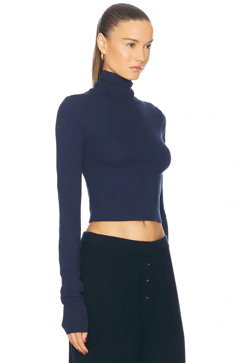 ÉTERNE Cropped Fitted Turtleneck Top | Thumbnail 2