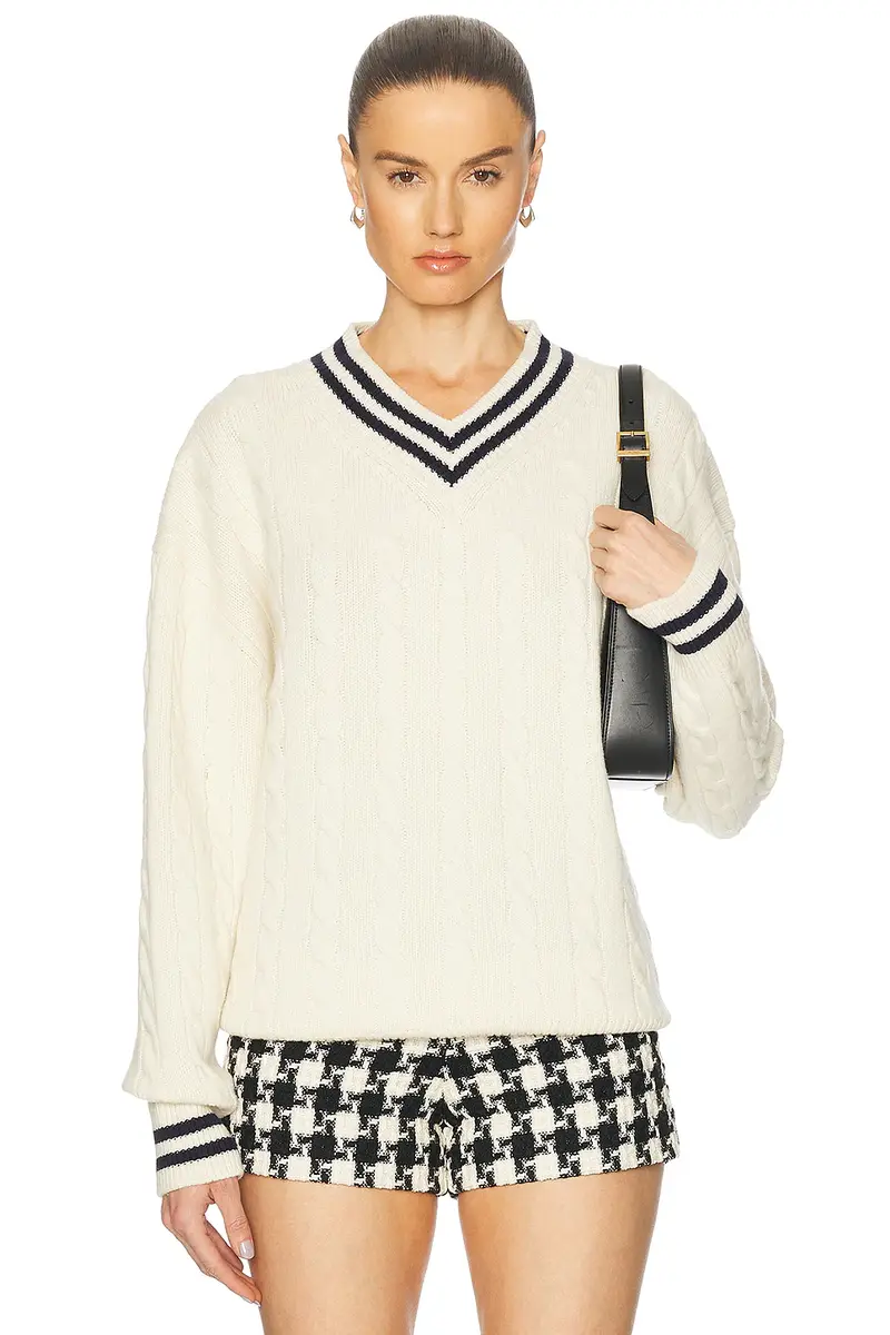 Daughter Slouchy Cricket V-Neck Cable Sweater | Image 1 Daughter Slouchy Cricket V-Neck Cable Sweater | Image 1