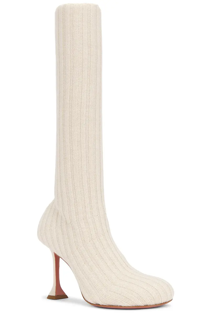 Amina Muaddi Veneda Stretch 95 Fuzzy Knit Boot | Thumbnail 2