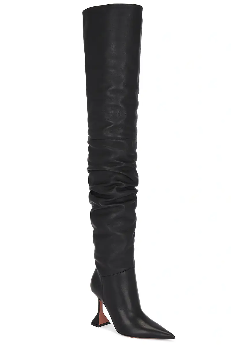 Amina Muaddi Olivia Thigh High Nappa 95 Boot | Thumbnail 2 Amina Muaddi Olivia Thigh High Nappa 95 Boot | Thumbnail 2