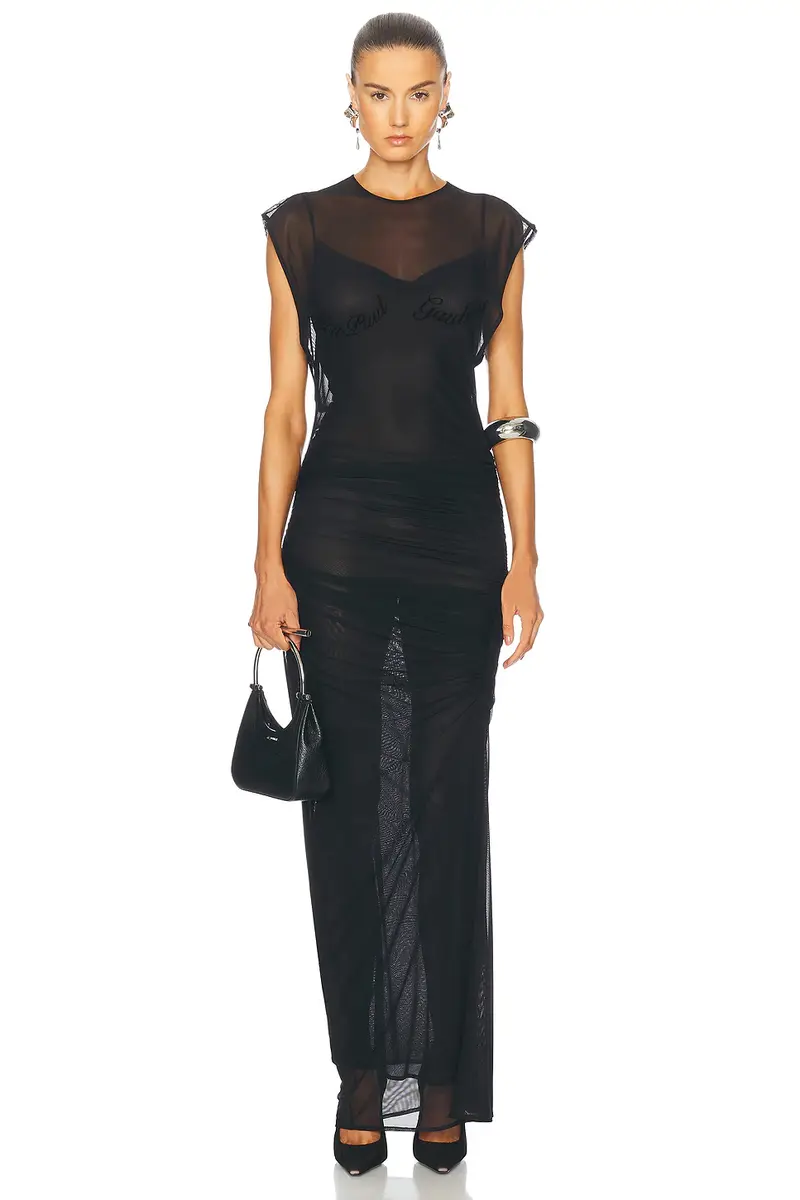 Jean Paul Gaultier Velvet Flock Long Dress | Image 1 Jean Paul Gaultier Velvet Flock Long Dress | Image 1