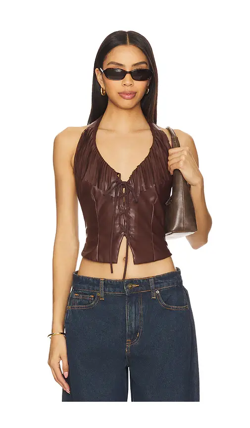 superdown Kay Faux Leather Top | Image 1 superdown Kay Faux Leather Top | Image 1