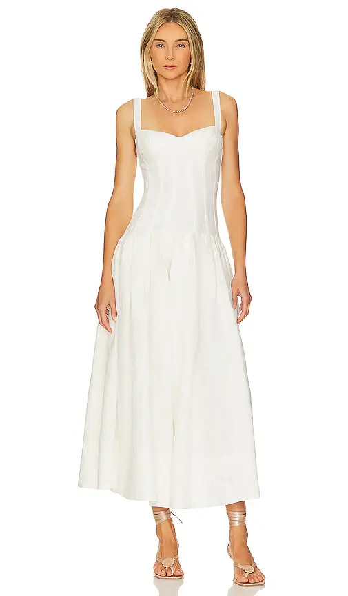 NICHOLAS Makenna Drop Waist Corset Midi Dress