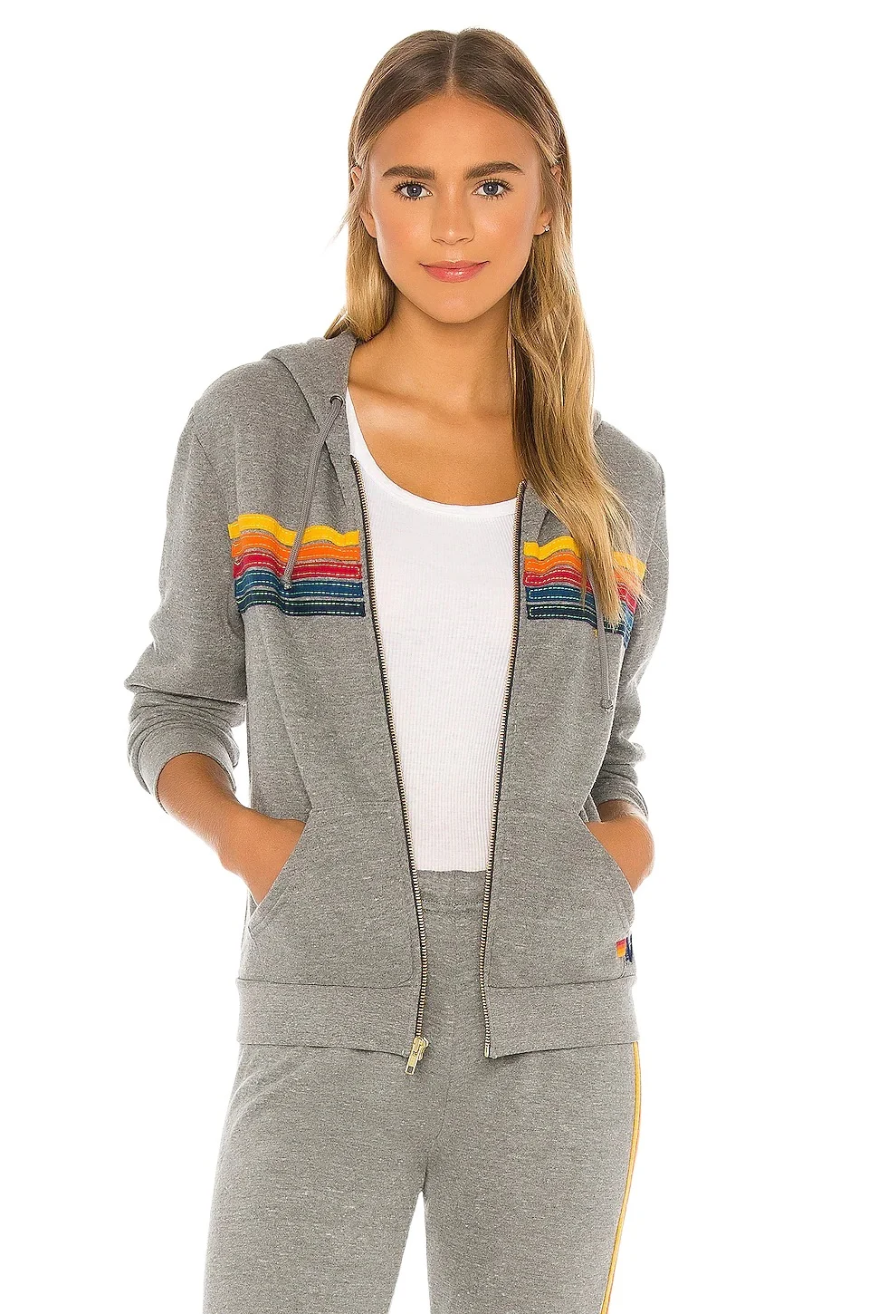 Aviator Nation 5 Stripe Zip Hoodie