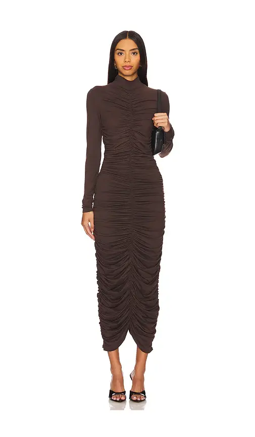 susana monaco Mock Gathered Long Sleeve Dress | Image 1 susana monaco Mock Gathered Long Sleeve Dress | Image 1