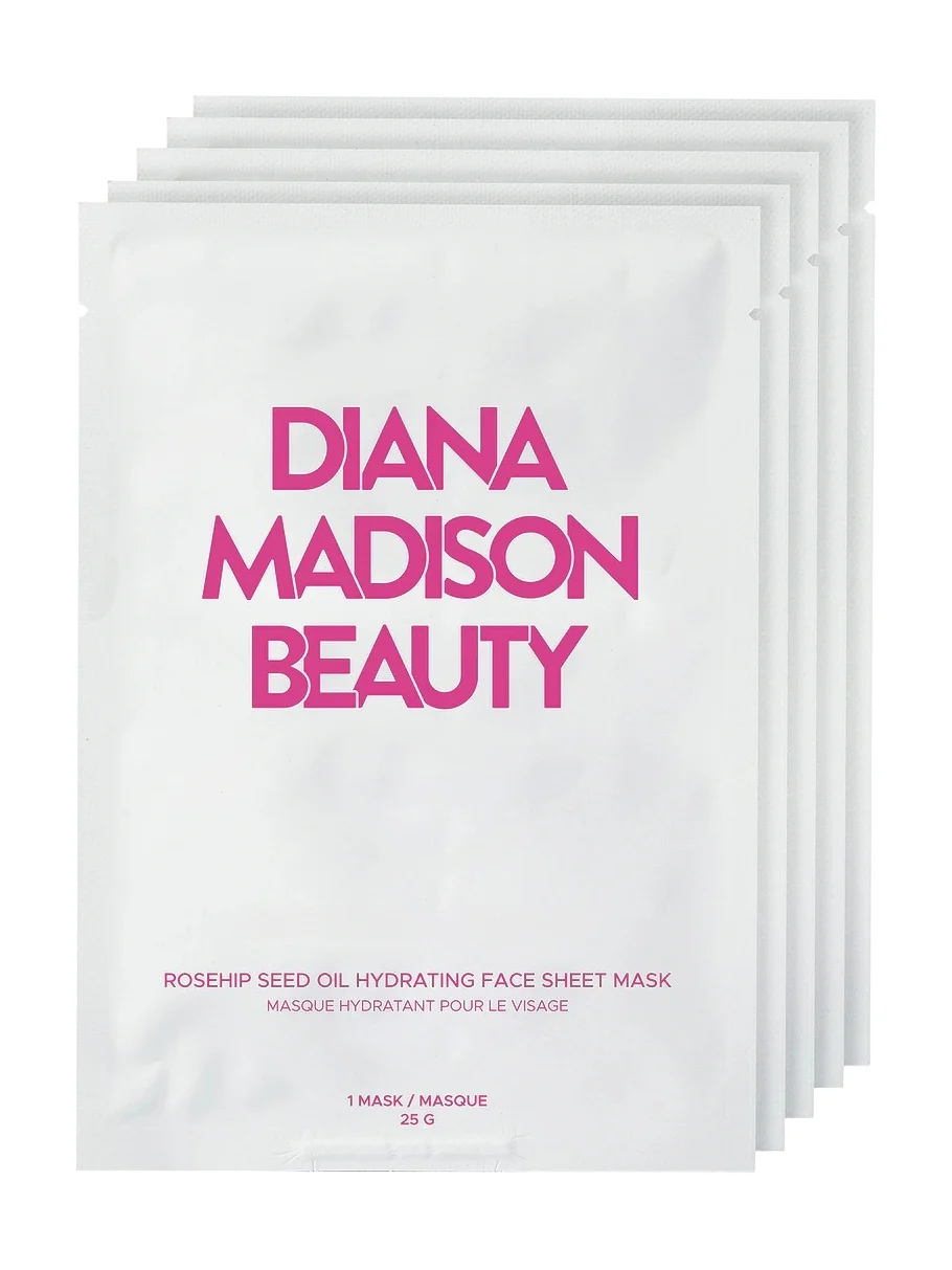Diana Madison Beauty Rosehip Seed Oil Hydrating Face Sheet Mask 5 Pack