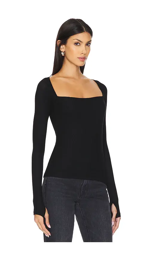 Michael Lauren Kaleb Long Sleeve W/ Square Neckline Double Layered Top | Thumbnail 2