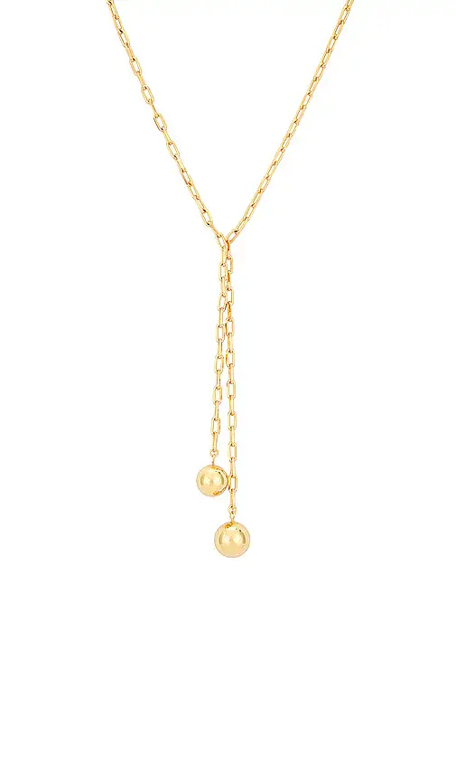 By Adina Eden Double Ball Link Drop Lariat Necklace | Thumbnail 2