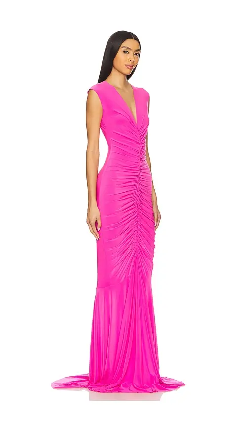Norma Kamali x REVOLVE Sleeveless Deep V Neck Shirred Front Fishtail Gown | Thumbnail 2 Norma Kamali x REVOLVE Sleeveless Deep V Neck Shirred Front Fishtail Gown | Thumbnail 2