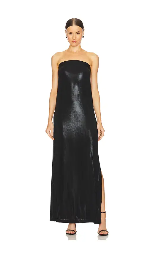Norma Kamali Strapless Tailored Side Slit Gown | Image 1 Norma Kamali Strapless Tailored Side Slit Gown | Image 1
