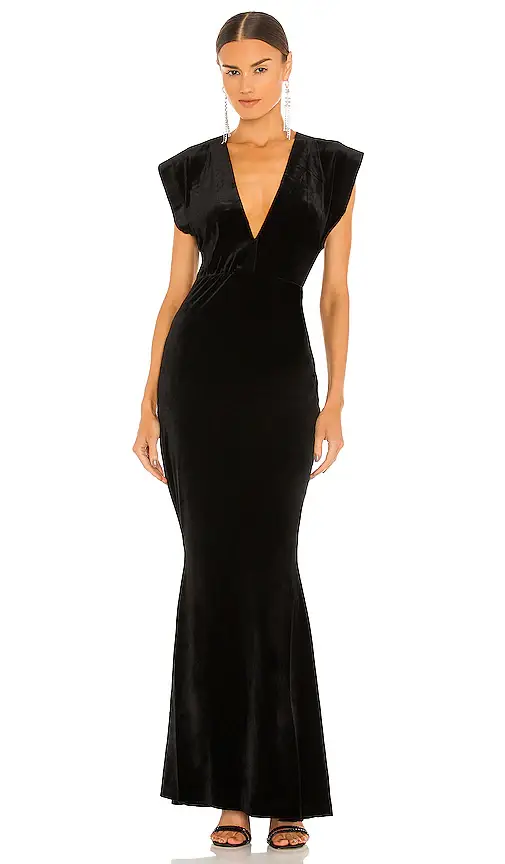 Norma Kamali V Neck Rectangle Gown | Image 1 Norma Kamali V Neck Rectangle Gown | Image 1