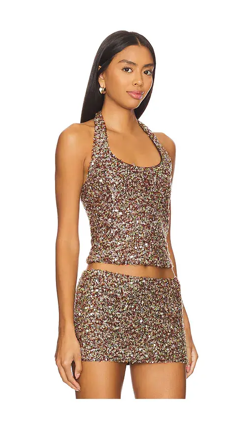 SIEDRÉS Juli Fitted Sequined Halterneck Top | Thumbnail 2 SIEDRÉS Juli Fitted Sequined Halterneck Top | Thumbnail 2