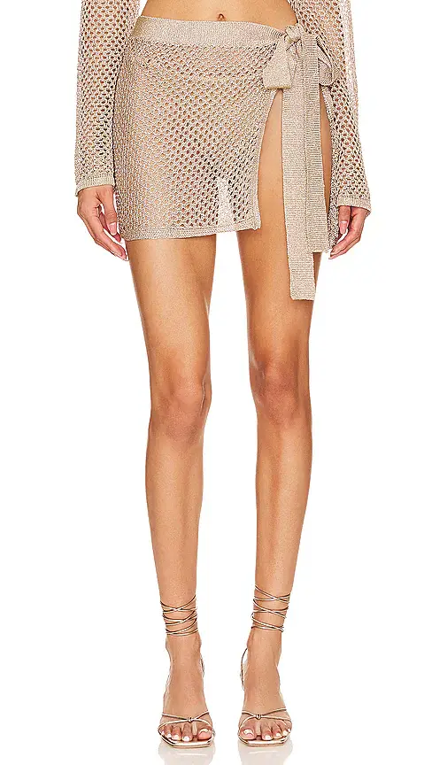 x REVOLVE Sana Metallic Open Stitch Tie Skirt