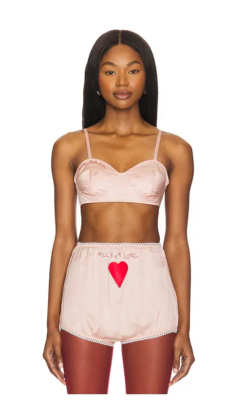 FIORUCCI Embroidered Satin Heart Bralette | Image 1 FIORUCCI Embroidered Satin Heart Bralette | Image 1