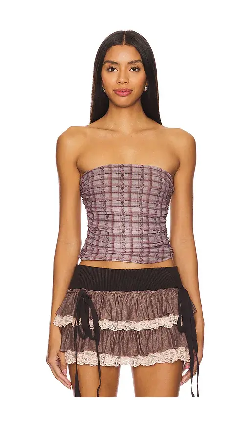 Zemeta Checkered Tube Top | Image 1 Zemeta Checkered Tube Top | Image 1