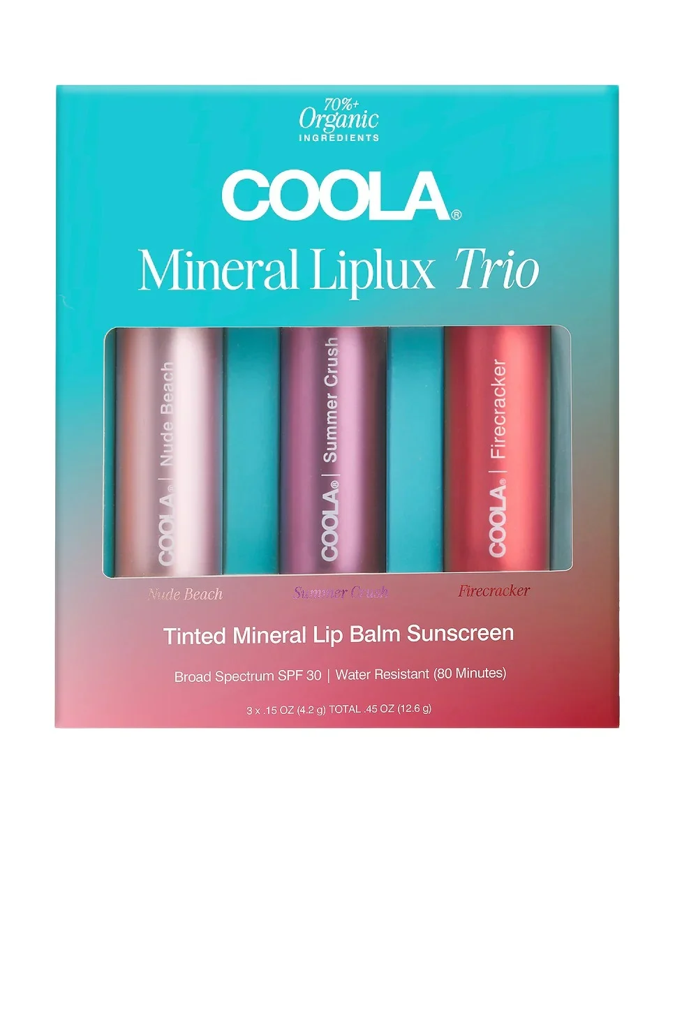 COOLA Mineral Liplux Lip Balm SPF30 Trio