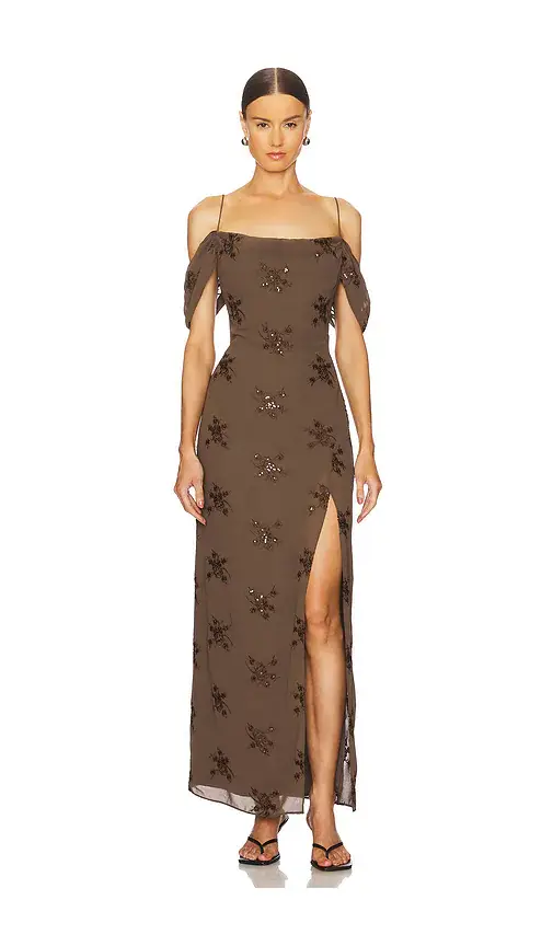 LPA Yvanna Embroidered Maxi Dress